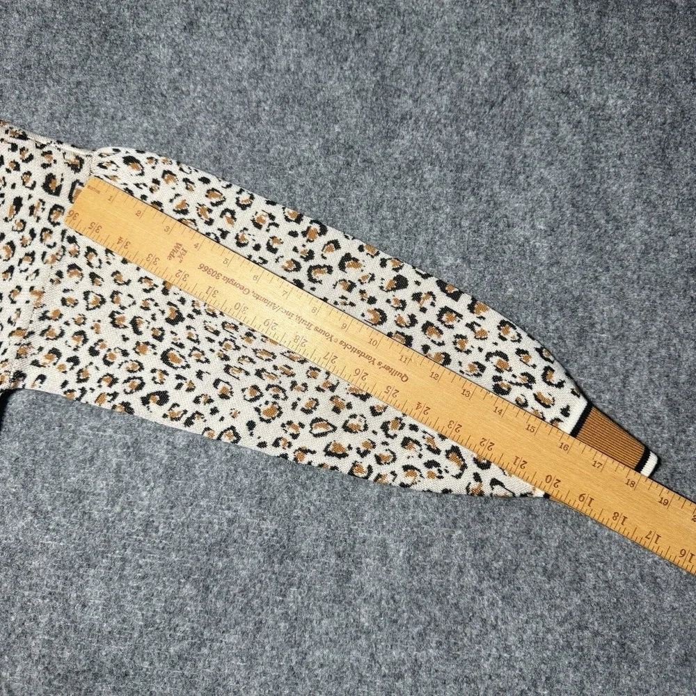 Veronica Beard Leopard Cheetah Print V-neck Pullover Sweater S Merino Wool Blend - Picture 8 of 13